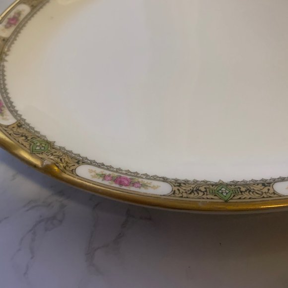 Vignaud Limoges Vintage Oval Platter with Gold Pattern - Picture 2 of 4